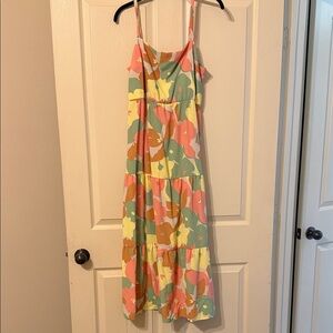 Floral Tiered Maxi Dress in Pastel Multi